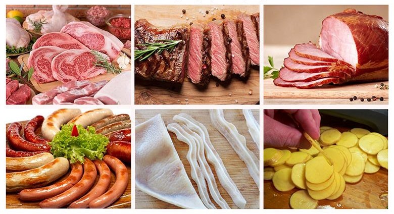 Máy xắt thịt bò chín có thể cắt thái nhiều loại thực phẩm khác nhau