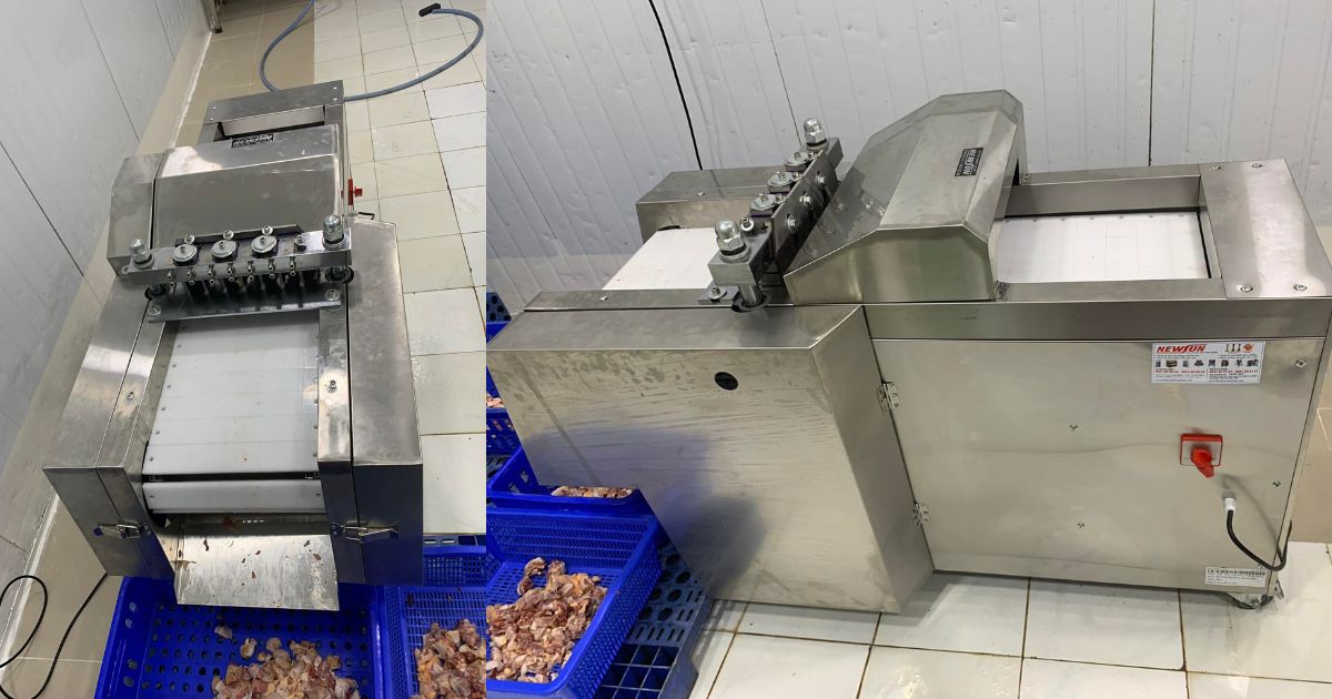 Máy cắt thịt gà, chặt xương tự động | Năng suất 600kg/h