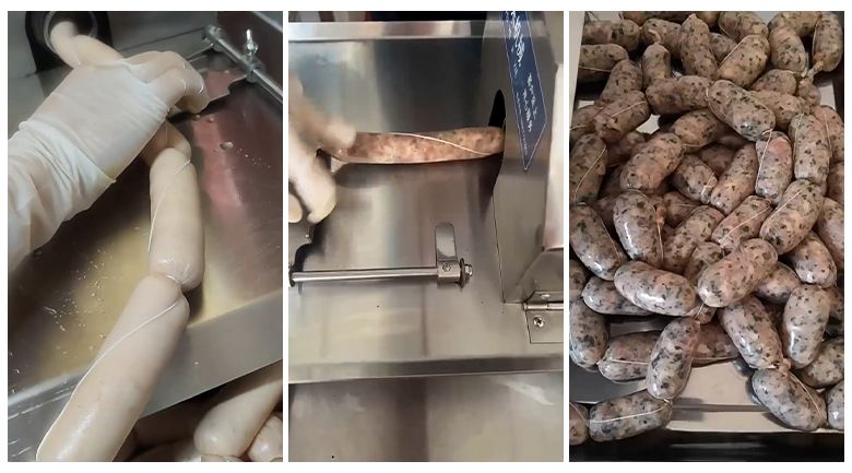 Thực tế khách hàng dùng máy buộc chỉ xúc xích tự động XZ-01 - 550W Thực tế khách hàng dùng máy buộc chỉ xúc xích tự động XZ-01 - 550W