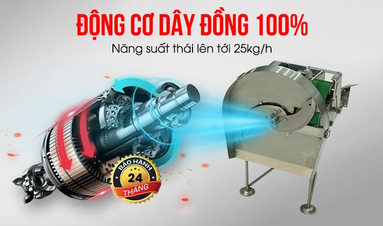 Máy thái hành lá MG-526 Động cơ lõi đồng, năng suất đạt 25kg/giờ