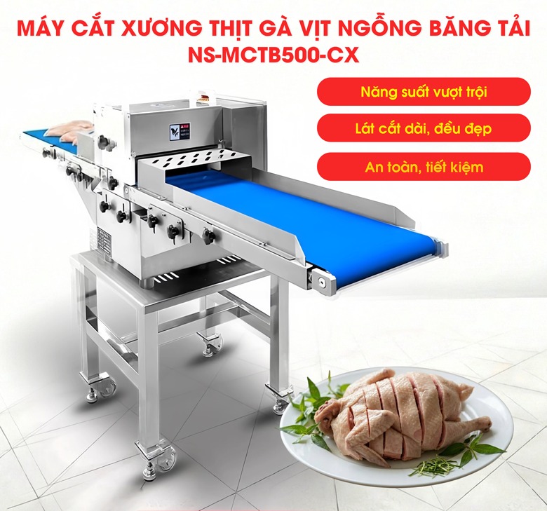 Máy cắt xương thịt gà vịt ngỗng băng tải MCTB500-CX (600-800kg/giờ) Máy cắt xương thịt gà vịt ngỗng băng tải MCTB500-CX (600-800kg/giờ)