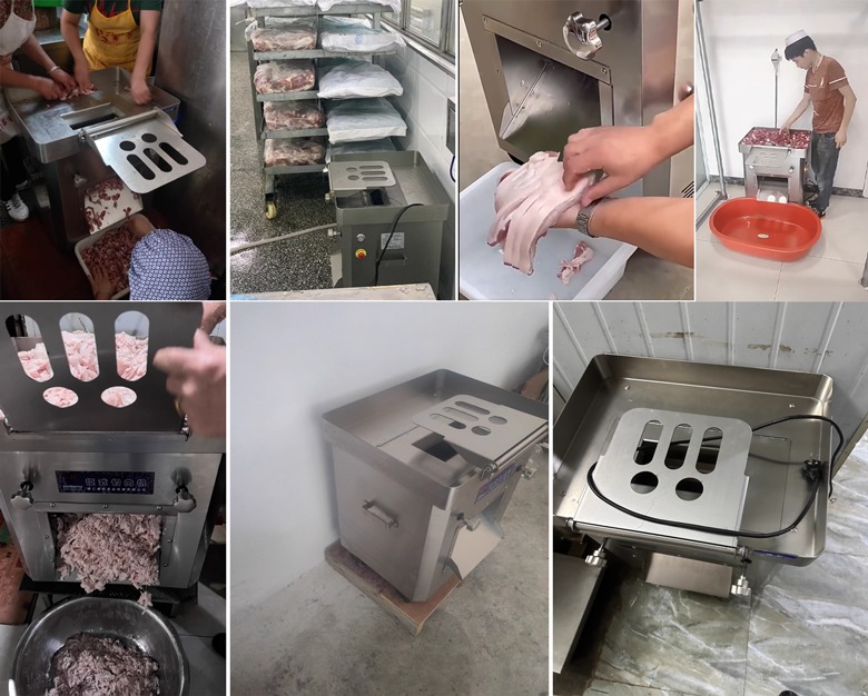 Hình ảnh khách hàng sử dụng máy cắt thịt tươi sống khổ lớn Hình ảnh khách hàng sử dụng máy cắt thịt tươi sống khổ lớn