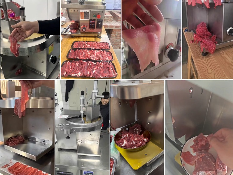 Hình ảnh thực tế sử dụng máy thái lát thịt tự động Hình ảnh thực tế sử dụng máy thái lát thịt tự động