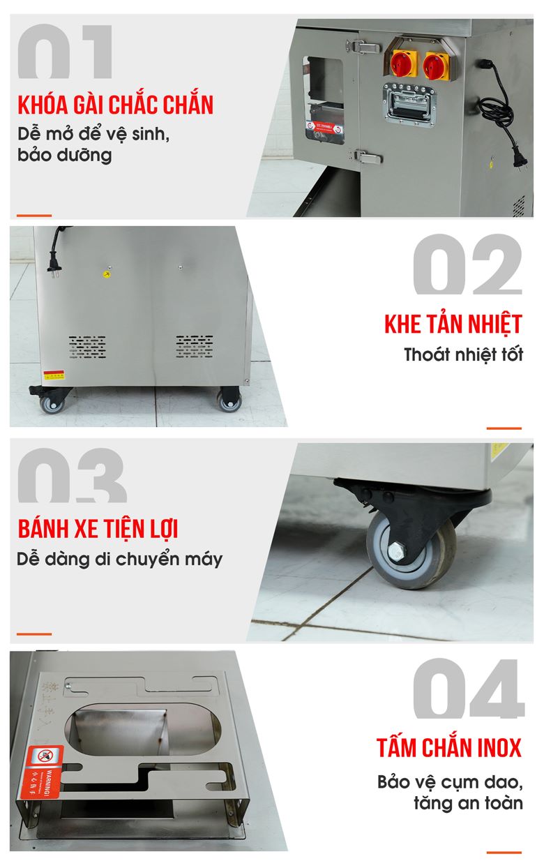Máy cắt thịt tươi sống lát sợi MTTS-10S Một số chi tiết khác