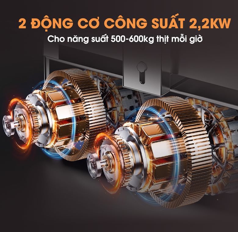 Máy cắt thịt tươi sống lát sợi MTTS-10S Hai động cơ hoạt động độc lập, năng suất cao