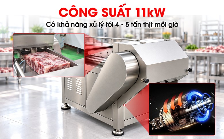 Máy chặt thịt mỡ công nghiệp QP-650 Động cơ 11kW mạnh mẽ, năng suất xử lý lên đến 5 tấn/giờ