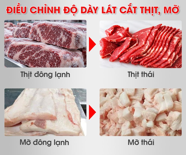 Máy chặt thịt mỡ công nghiệp QP-650 Dễ dàng điều chỉnh độ dày miếng cắt theo nhu cầu