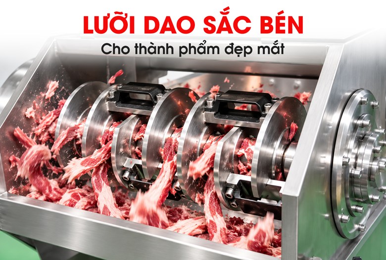 Máy chặt thịt mỡ công nghiệp QP-650 Lưỡi dao sắc bén, cắt nhanh và hạn chế làm nát nguyên liệu